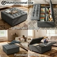 thumbnail image 5 of Kbun 33.5 inch Large Square Storage Ottoman, Tufted Upholstered Coffee Table with Lift Top & Solid Wood Legs, Oversized Storage Bench Ottomans Toy Box for Bedroom, Living Room, Entryway, Grey, 5 of 9