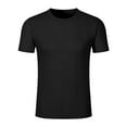 thumbnail image 4 of MIXUE Shirts For Men Summer Solid Color Jacquard Round Neck Short Sleeve Casual Pullover Tops Tshirts Activewear,Black,XL, 4 of 5