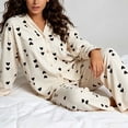 thumbnail image 4 of Naittoop Womens Pajama Set Long Sleeve Button Down 2 Piece Heart Print Sleepwear Cute Shirt Long Pants Matching Sets, 4 of 5