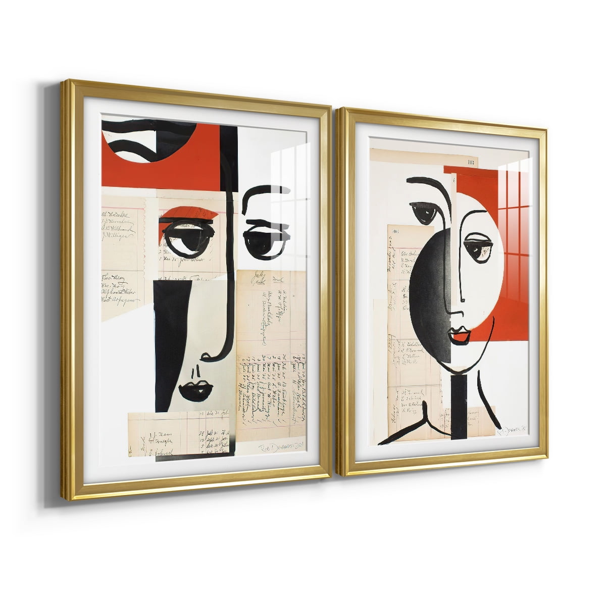 Wexford Home Faces of A Century III Premium Framed Print, 30.5" x 42.5" - Ready to Hang, Gold (Set of 2)