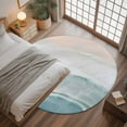 thumbnail image 3 of 3ft Round Rug, Beach Coastal Non-Skid Rubber Backing Large Area Rugs - Living Room Bedroom Home Office, Blue Nautical Summer Ocean Seaside Indoor Floor Mat Carpets Washable Rug, 3 of 9