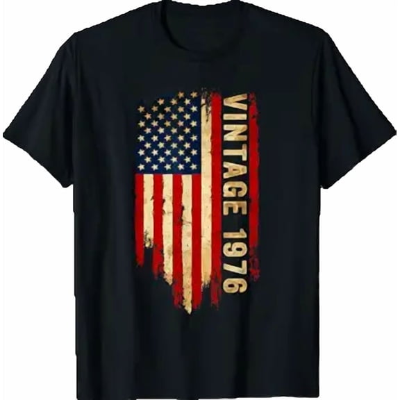 Vintage 1976 Made In 1976 American Flag 50th Birthday Gifts T-Shirt