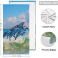 thumbnail image 2 of Summer Dolphins Group Hand Towels, Seascape Blue Sky Kitchen Towel Ultra Soft and Absorbent,Decorative Fingertip Face Towel for Bathroom Hotel, 2 PCS, 28.3"x 14.4", 2 of 5