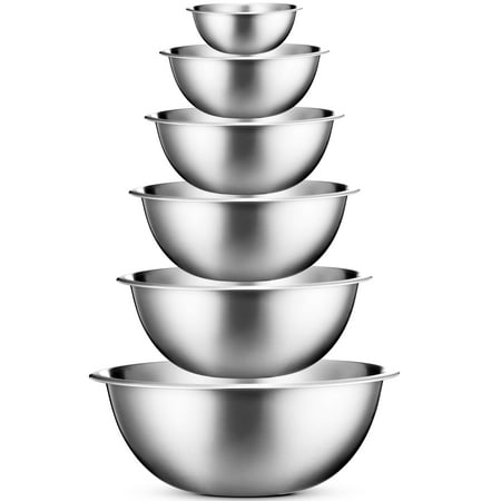 - ShopoKus Stainless Steel Mixing Bowls (Set of 6) Polished Mirror Finish Nesting Bowl, ¾ - 1.5-3 - 4-5 - 8 Quart - Cooking Supplies