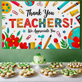 thumbnail image 7 of Colorful Thank You Teachers Banner with School Supplies and Floral Elements Teachers Day Appreciation Backdrop for Classroom Decorations Party Supplies Photography Props, 7 of 7