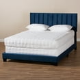 thumbnail image 2 of Clare Glam and Luxe Navy Blue Velvet Fabric Upholstered King Size Panel Bed, 2 of 10