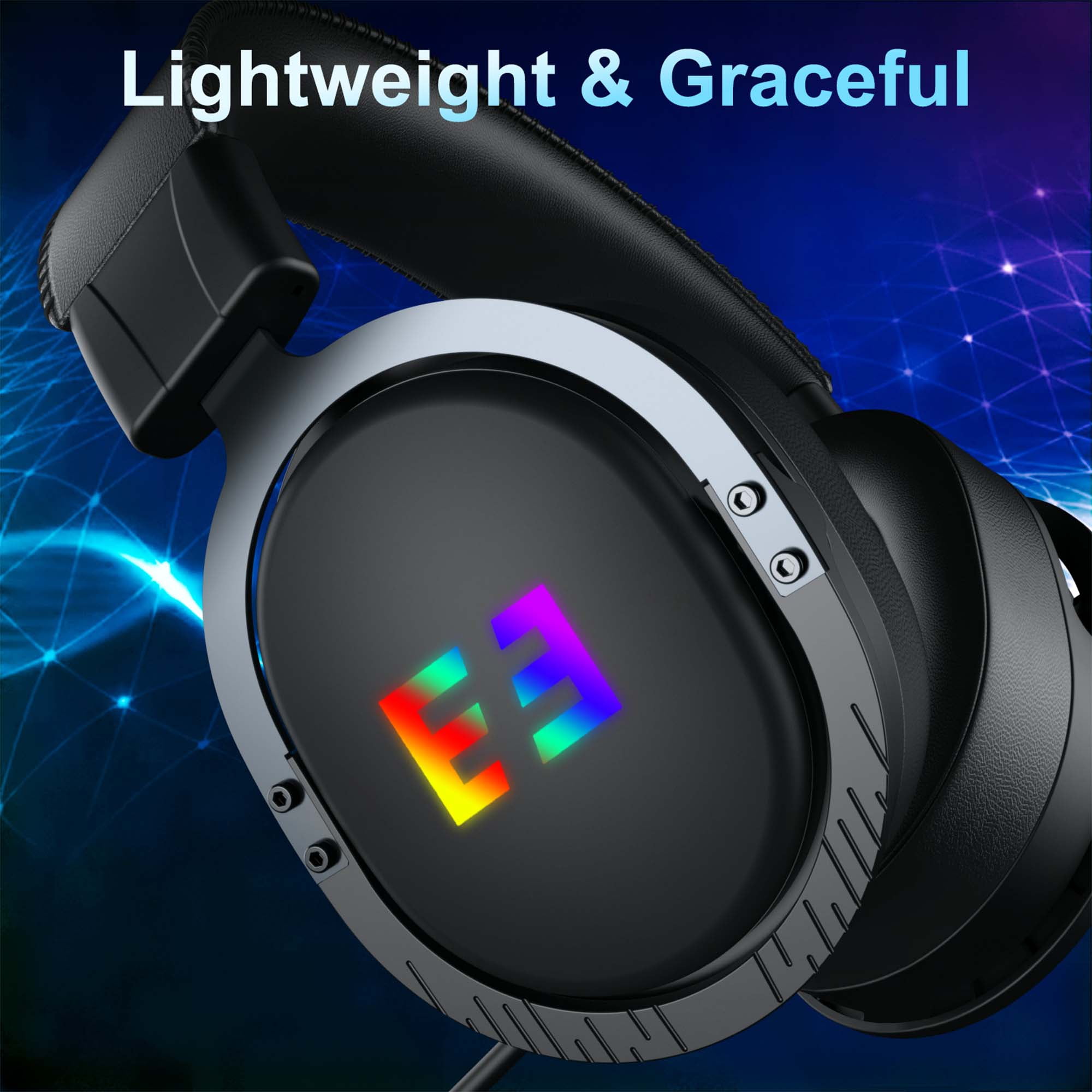Seenda Wireless Gaming Headset for PS4 PC Xbox One PS5 Controller, Noise Cancelling Over Ear Headphones with Mic, LED Light, Bass Surround