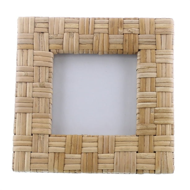 Rattan Photo Frame with Interwoven Design, Brown