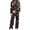 Deep Red, variant on Womens Christmas Pajamas Set Long Sleeve Crewneck Top and Drawstring Pants Casual Sleepwear 2-Piece Holiday Lounge Homewear Outfits
