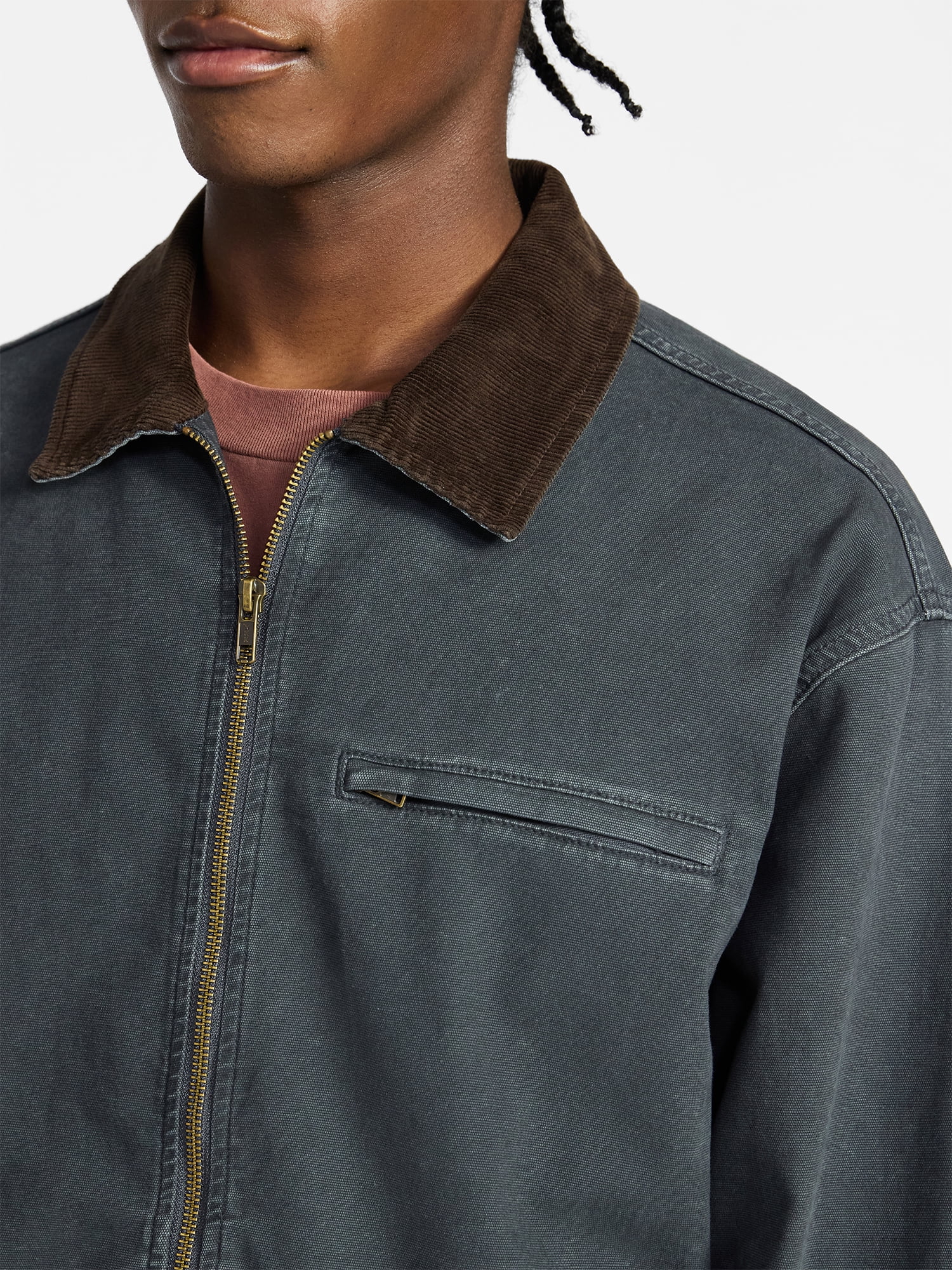 No Boundaries Full Zip Work Jacket with Long Sleeves, Men's XS-5XL