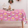thumbnail image 3 of Pink Christmas Tablecloth Cartoon Gingerbread House Table Cloth Rectangle Table Cover for Xmas Holiday Party Table Decor, 60 x 102 Inch, 3 of 7