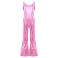 thumbnail image 3 of CHICTRY Kids Girls Shiny Bell-Bottomed Full Bodysuit Metallic Jazz Dance Unitard Sleeveless Gymnastics Jumpsuit Pink 4, 3 of 7