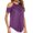 Purple, variant on Yyeselk Blouses for Women Casual Round Neck Hollow out Off-Shoulder Short Sleeves Tunic Shirts Trendy Pure Color Asymmetric Hem Summer Tops Dark Blue M