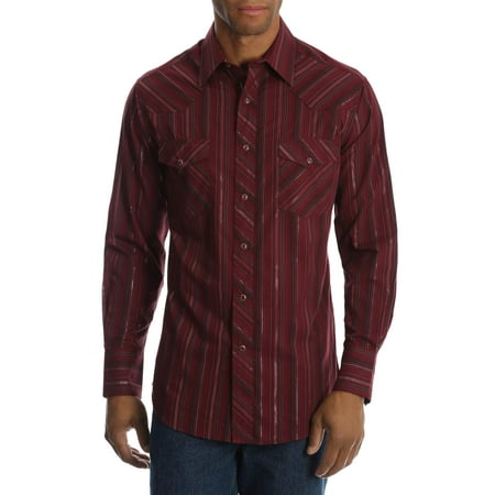 Wrangler Men's and men's big long sleeve striped western shirt, up to size