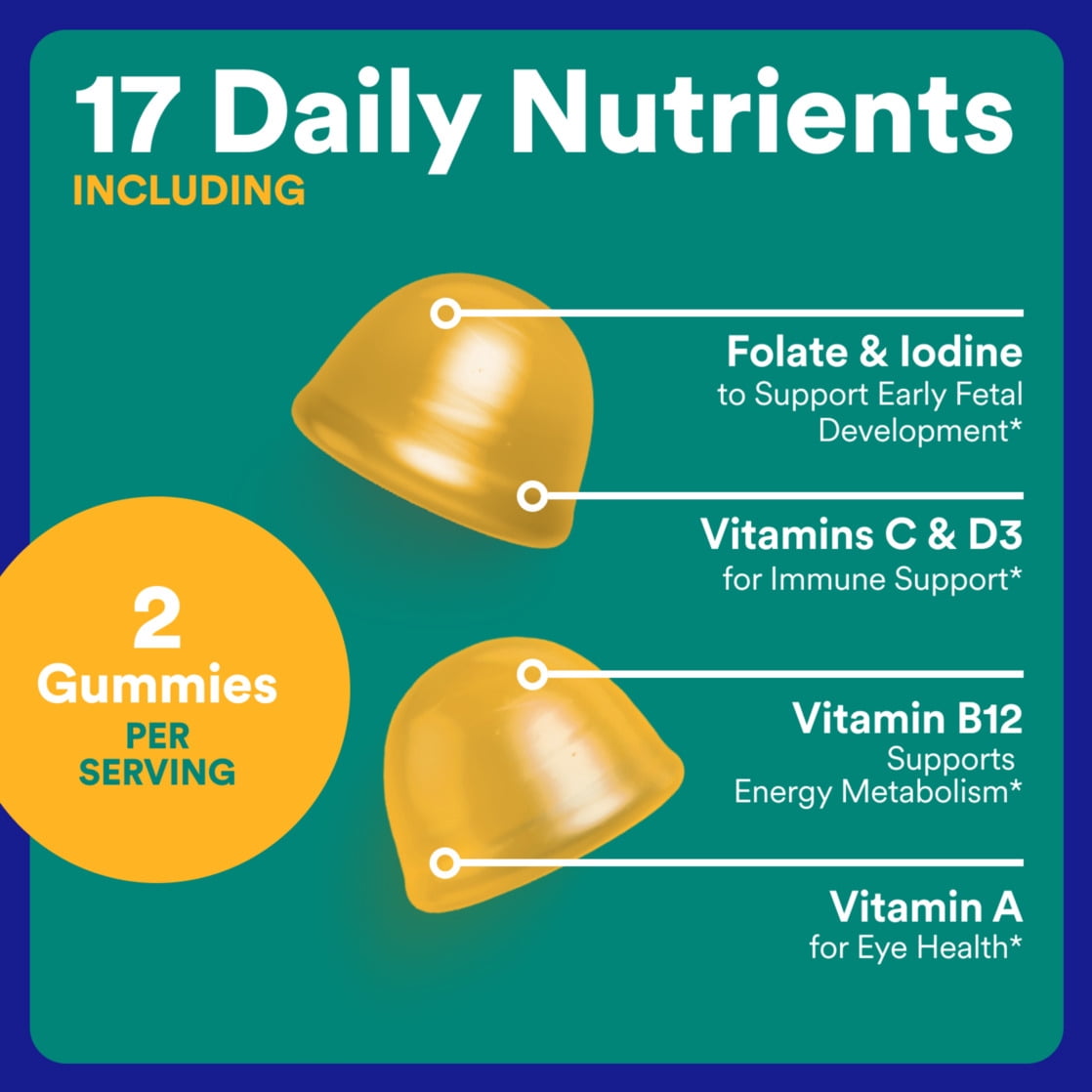 (3 pack) SmartyPants Prenatal Multivitamin Gummies, Folate, Wellness Supplement for Women, B12 & D3, 60 ct