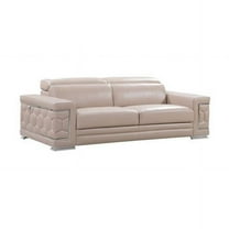 HomeRoots 29-38 in. Modern Beige Leather Sofa