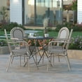 thumbnail image 3 of Emma + Oliver Set of Four Indoor/Outdoor Stacking Thonet Bistro Style Chairs with Arms, Black & White Textilene Seat and LT NAT Bamboo Metal Frame, 3 of 16
