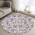 thumbnail image 2 of Farmhouse Purple Large Area Rugs for Bedroom Living Room, Soft Non Slip Carpet Bedside Rug, Vintage Flower Leaf Botanical Plant Round Floor Cover Kitchen Accent Rug 4' for Dining Room/Office, 2 of 9