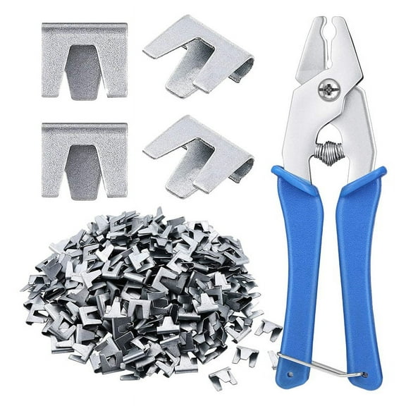 300 Pcs Wire Cage , with 1 Piece of Wire Cage Buckle Snap Pliers, Suitable for Rabbit, Chicken, Pet Cage (Blue)