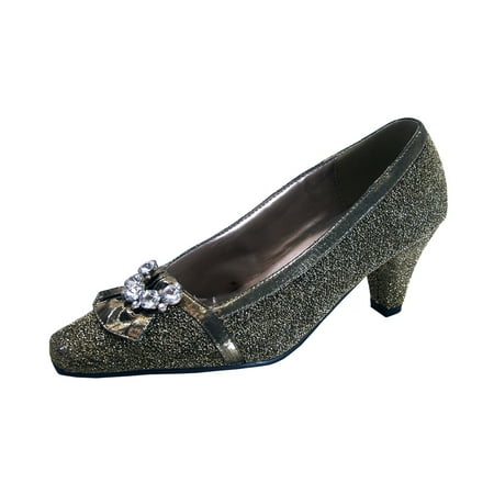 

FLORAL Nyla Women s Wide Width Rhinestone Dress Pumps GOLD 8.5