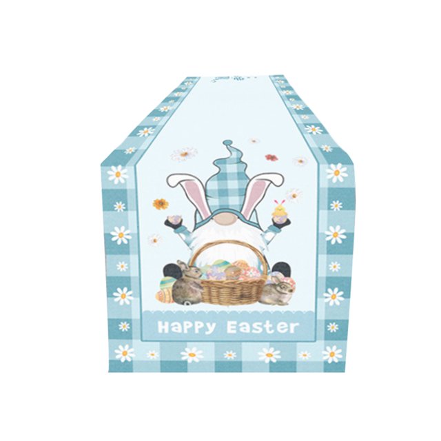 Happy Easter Bunny Gnome Table Runners Polyester for Easter Table Lace Fabric Tablecloth Covers 178x30cm