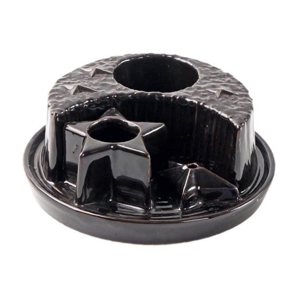 Soporte de salvia Palo hecho a mano, multiusos, cerámica, soporte de incienso para quemador de salvia para gabinete de meditación de escritorio Negro