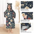 thumbnail image 3 of FORMRS Wearable Blanket Hoodie with Sleeves for Kids Cozy Flannel Sweatshirt, Floral Raspberry Pattern, 3 of 7