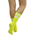 thumbnail image 6 of ToBeInStyle Women's Acrylic Ankle High w/ Striped Top Athletic Socks - Neon Yellow/White, 6 of 6