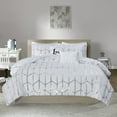 thumbnail image 4 of Home Essence Arielle Silver Metallic White 5 Piece Duvet Cover Set, Full/Queen, 4 of 18