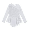 thumbnail image 3 of Fldy Kids Girls Shiny Long Sleeve Ice Skating Dress Mesh Splice Ballet Dance Leotard Skirts Ballerina White 10, 3 of 4