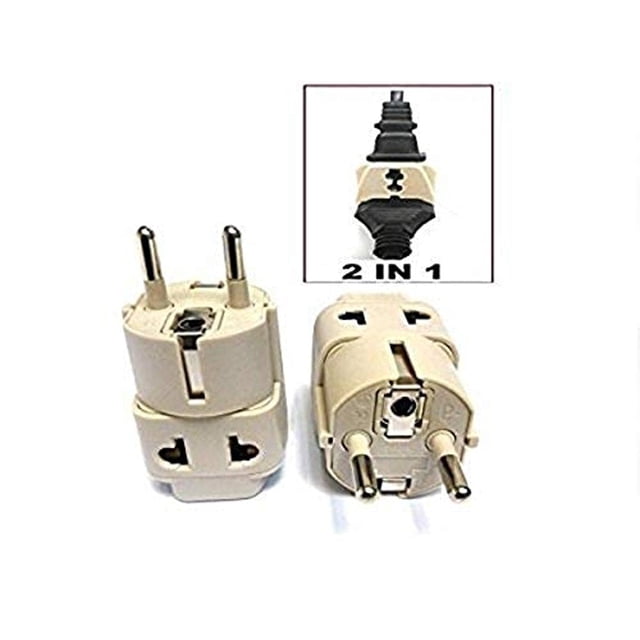 Ckitze BA9-2PK 2 in 1 USA to Europe Plug Adapter - 2 Pack, Universal (Schuko, Type E/F)