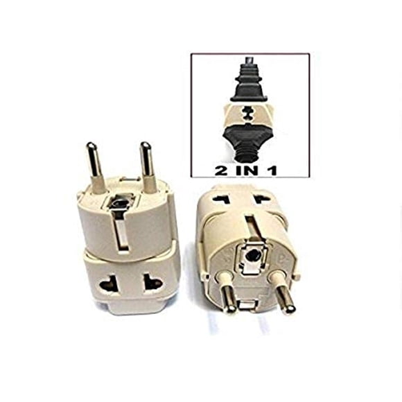 Ckitze BA9-2PK 2 in 1 USA to Europe Plug Adapter - 2 Pack, Universal (Schuko, Type E/F)