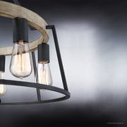 Urban Ambiance Luxury Industrial Chandelier, Large Size: 24H x 24.5W, with Vintage Style Elements, Ash Black Finish, UQL2810 from the Bergen Collection