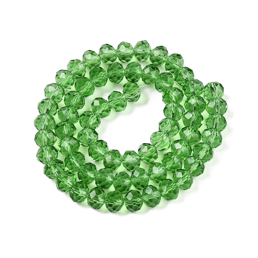 20 strand Glass Beads Strands Faceted Rondelle Lime 8x6mm Hole: 1mm 64~65pcs/strand 15.75~16.14 inch(40~41cm)