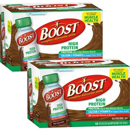 (2 Pack) Boost High Protein, Rich Chocolate, 8 Fl oz Bottles, 12 (Best Protein Drinks For Bariatric Patients)