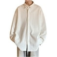 thumbnail image 2 of Aueoeo Men's Oversize Jackets Ribbing Lapel Neck Shirt Casual Fashion Button Up Long Sleeved Shirt White 2X-L, 2 of 7