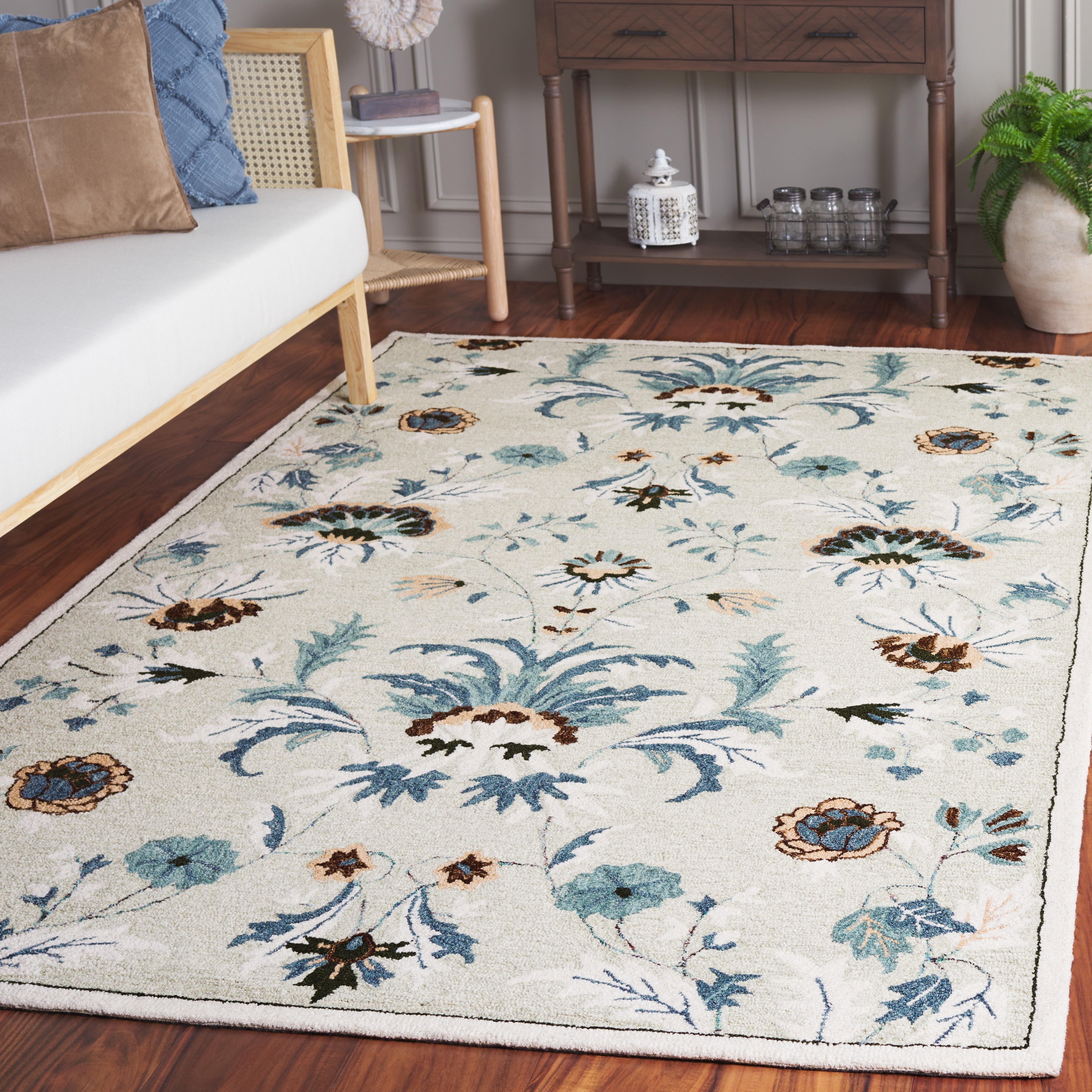 SAFAVIEH Blossom Wardell Floral Area Rug, Sage/Blue, 4' x 6'