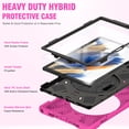 thumbnail image 5 of KIQ Shield Series for Samsung Galaxy Tab A8 Case 10.5" 2022 SM-X200/X205/X207 w/ Rotating Hand Strap Stand Shoulder Strap Heavy Duty Shockproof Kids Galaxy Tab A8 10.5 Case - Hot Pink, 5 of 10