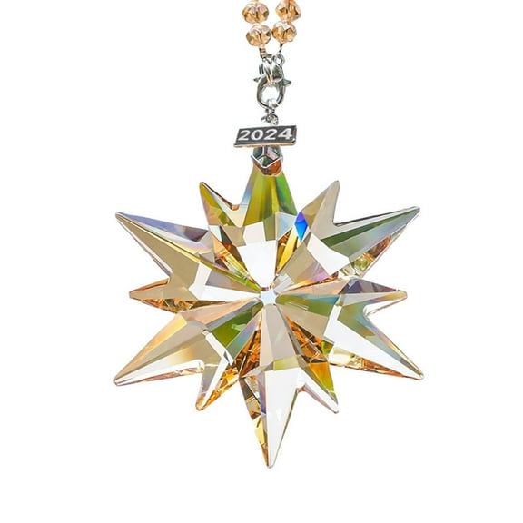 Annual Christmas Ornaments Colorful Crystal Snowflake Star - Christmas Tree Ornaments Pendant Crystal Sun-Catcher Home Hanging Decor (Colorful 2024)