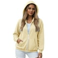 thumbnail image 4 of TTUHYWXI Womens Zip Up Hoodies Oversized Lightweight Comfy Cropped Sweatshirts with Pockets for Casual Everyday & Athletic Streetwear (Light Yellow, S), 4 of 9