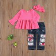 thumbnail image 2 of ITFABS Ensemble pour Enfants, Manches Longues Col Rond Manches Évasées Jeans Longs Découpés, 2 of 8