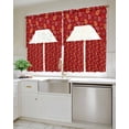 thumbnail image 4 of Red Christmas Kitchen Curtains Swag Valance and Tier Curtains Set 24 Inch Length, Western Xmas Poinsettia Botanical Rod Pocket Drape Panels Pair Swag Curtains for Bathroom/Cafe/Window, 4 of 6