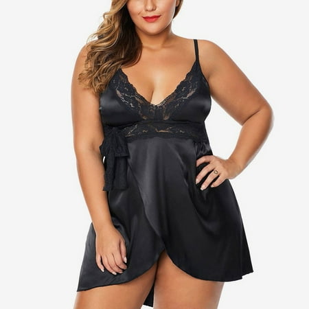 Sexy Nightgown For Women Womens Babydoll Dress Black Lingerie Set For Women Satin Dress Teddy Lingerie For Women