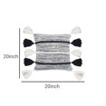 thumbnail image 5 of Benzara BM228890 Fabric Throw Pillow with Stripes Pattern & Tassels, Black & White, 5 of 5