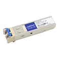 thumbnail image 1 of AddOn HP JD120B Compatible SFP Transceiver - SFP (mini-GBIC) transceiver module (equivalent to: HP JD120B) - 100Mb LAN - 100Base-LX - LC single-mode - up to 9.3 miles - 1310 nm - for HPE 3000, 3100, 36XX, 4210, 5810, 75XX, 88XX, MSR20, MSR30, MSR50; FlexNetwork MSR3048, 1 of 1