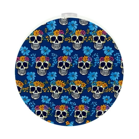 

Plug in Led Night Light with Auto Dusk to Dawn Sensor White Nightlights for Hallway Bedroom Kids Room Kitchen Stairway 2 Pack Sugar Skull Cartoon Mexican Style