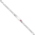 thumbnail image 2 of 14K White Gold Wg Medical Soft Diamond Shape Red Enamel Figaro Link Id Bracelet (8 X 9.5) Made In United States xm594fcw-8, 2 of 5
