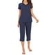 Femmes Vêtements de Nuit Ensemble V Pantalon Haut Pyjama Modal Vêtements de Nuit, Bleu, XXL – image 3 sur 7