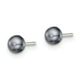 thumbnail image 2 of Primal Silver Sterling Silver Rhodium-plated 4-5mm Black Freshwater Cultured Button Pearl Stud Earrings, 2 of 5
