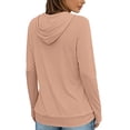 thumbnail image 5 of Womens Long Sleeve V Neck Henley Shirts Hooded Pullover with Thumb Holes, Summer Casual Athletic Running Hiking Tops Quick Dry Workout Clothes with Kangaroo Pocket, 5 of 7